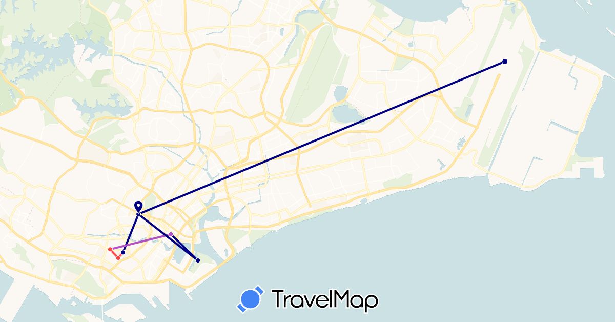 TravelMap itinerary: driving, train, hiking in Singapore (Asia)